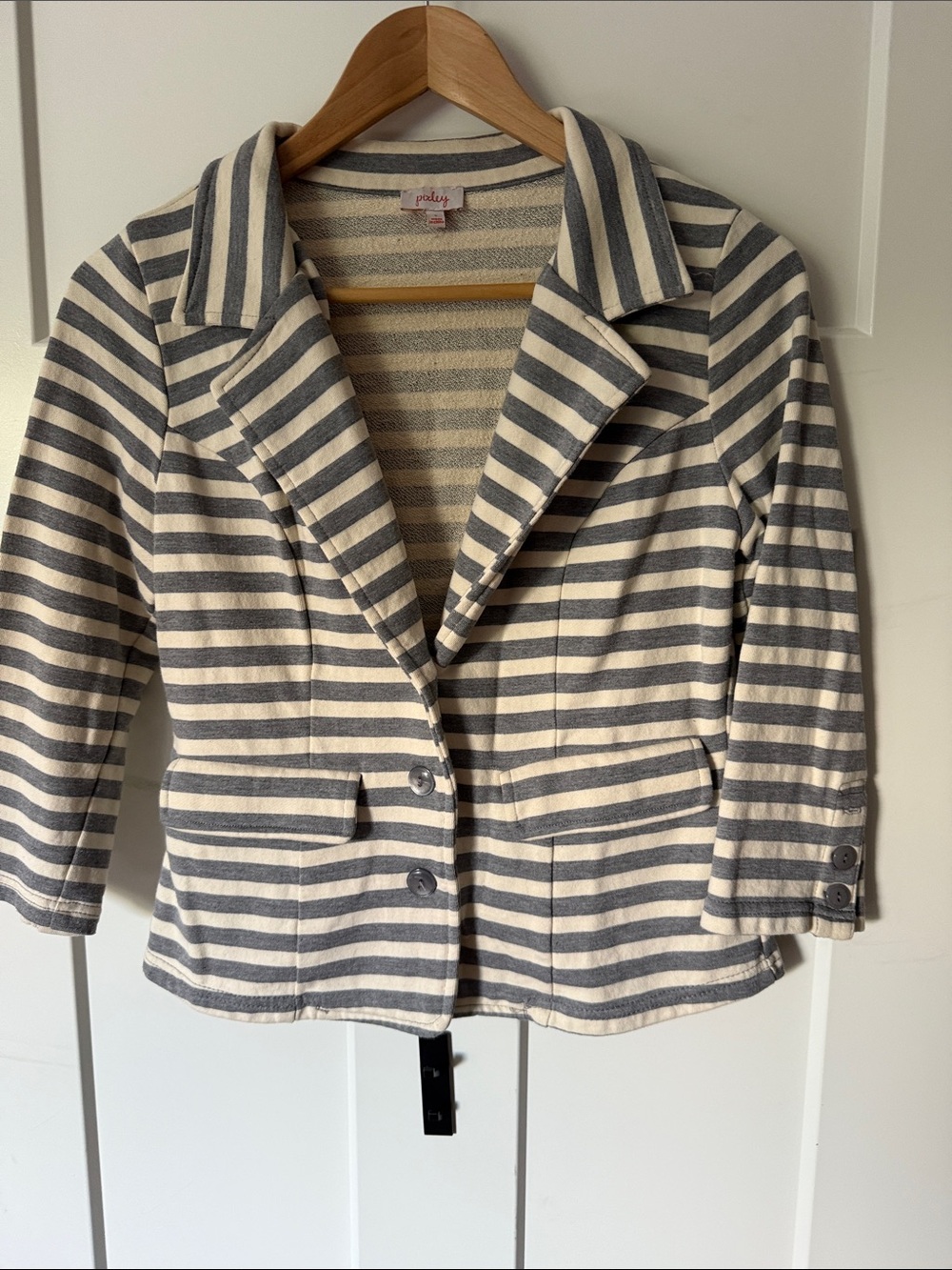 Pixley Striped Blazer in Gray and Cream